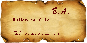 Balkovics Aliz névjegykártya